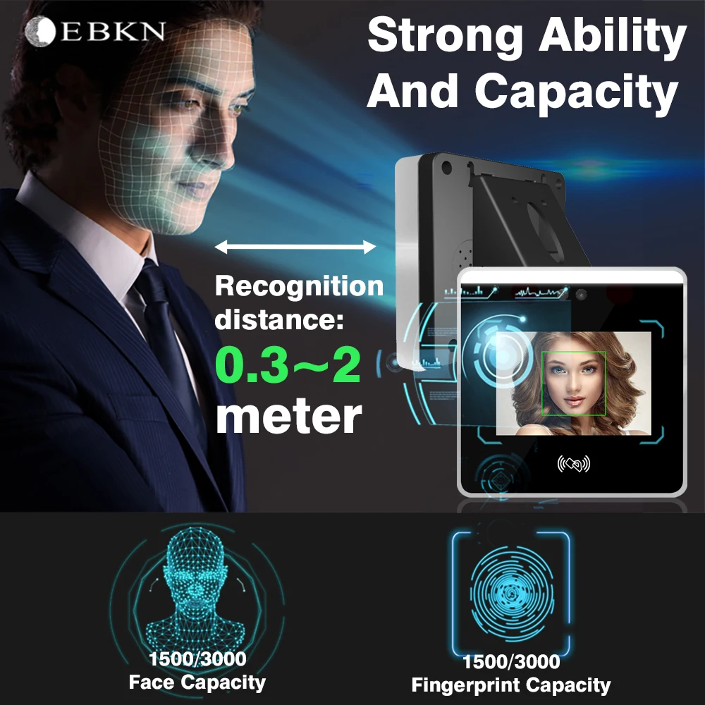 EBKN Free SDK/API Cloud Face Recognition Attendance Time Attendance Machine For School Gym
