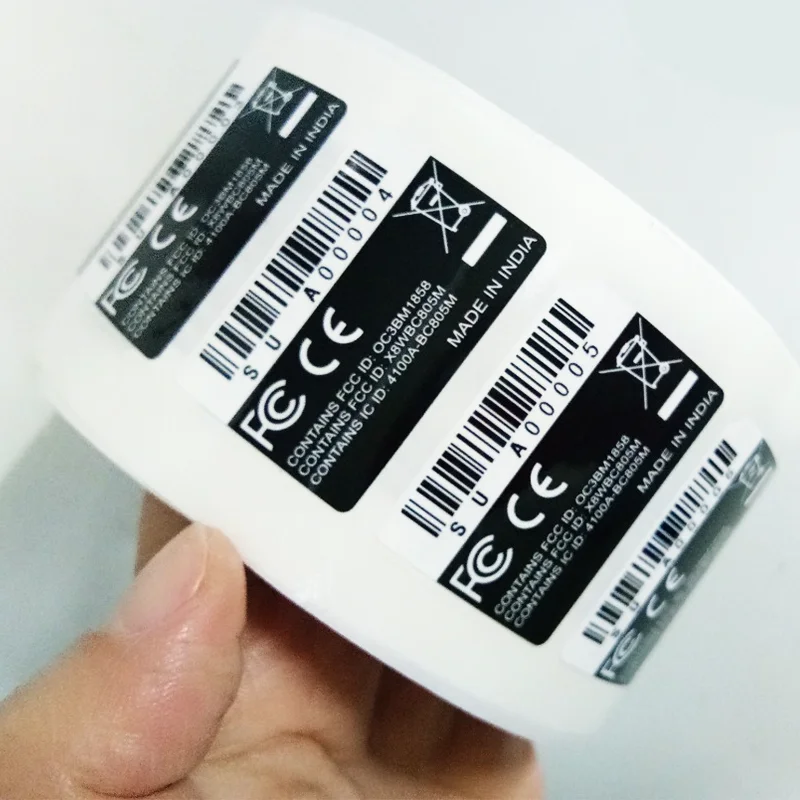 Permanent Adhesive Custom Blank Printer Label Serial Number Printed White Vinyl Label Roll For Packaging