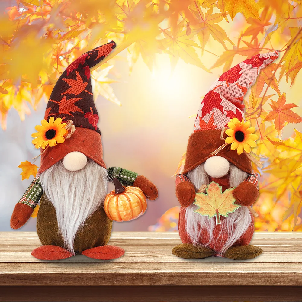 Plush Harvest Festival Thanks Giving Gnomes With Light For Autumn Elf Ornaments Festival Plush Decor Gifts Swedish Gnok