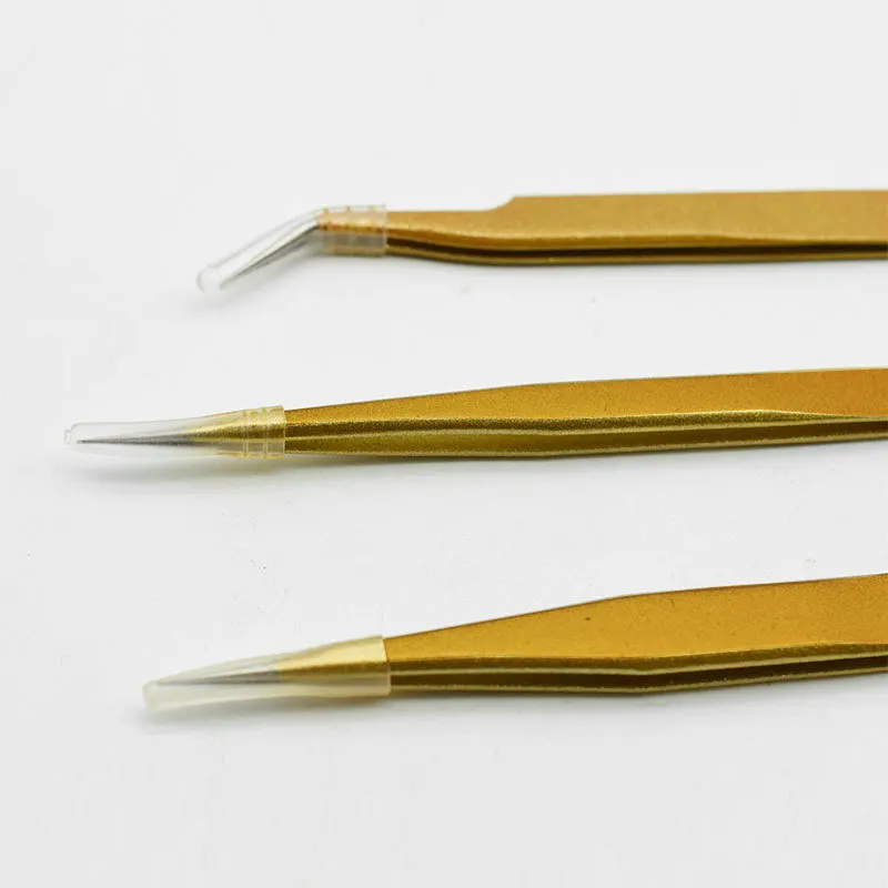 New Gold Metal Tweezers Tape Sticker Collage Tool Eyelash Curler with Diamond Clip