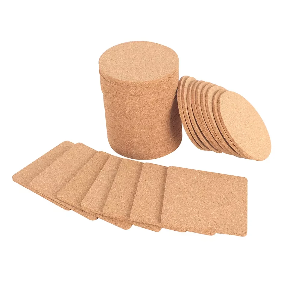 Custom printing round square bulk soft wood cup mat natural cork coasters for coffee beer cup
