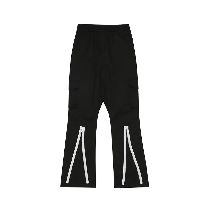 80% Cotton Micro Elasticity Mens Trousers Blank Straight Style Cargo Pants With Zipper Decoration