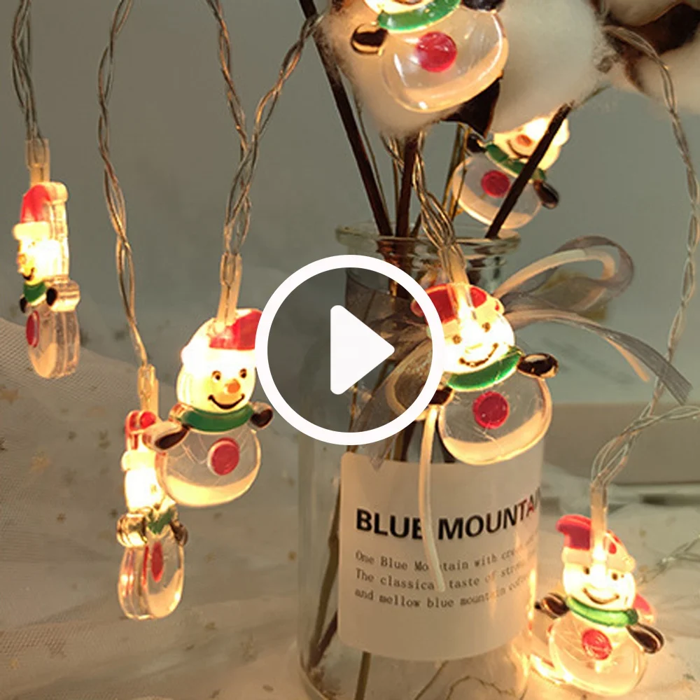 Snowman Christmas String Lights Waterproof Battery for Xmas Tree Indoor  Outdoor Holiday Decoration Christmas Ornament Decor