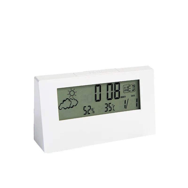 LCD Clock Temperature and Humidity Display Electronic Alarm Clock Ins Transparent Screen Weather Station Thermometer Hygrometer