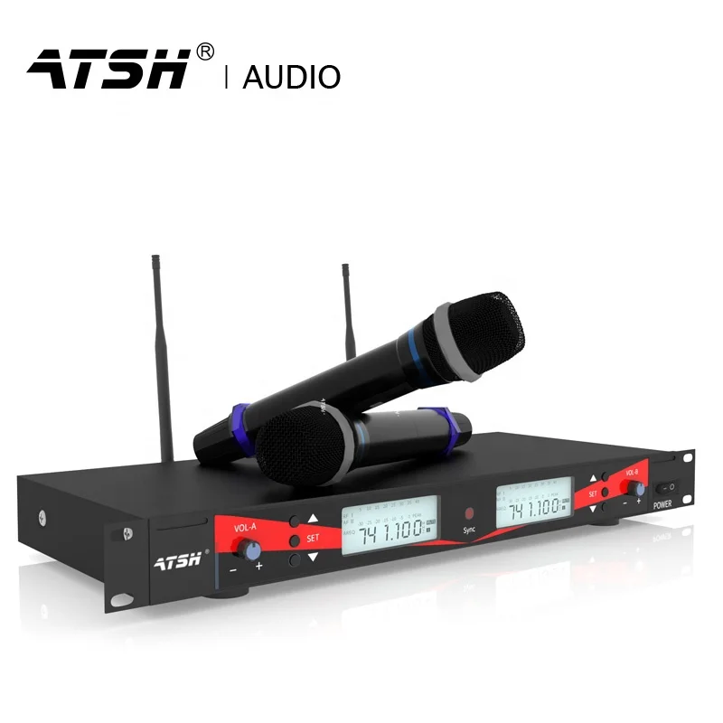 AT6100 Long Range Wireless Microphone System Handheld UHF Professional Wireless Microphones