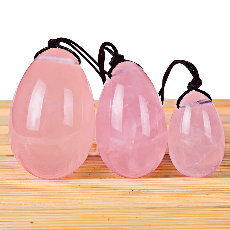 2020 natural pink crystal jade yoni egg for vaginal movement egg ball standing jade rope and gift box