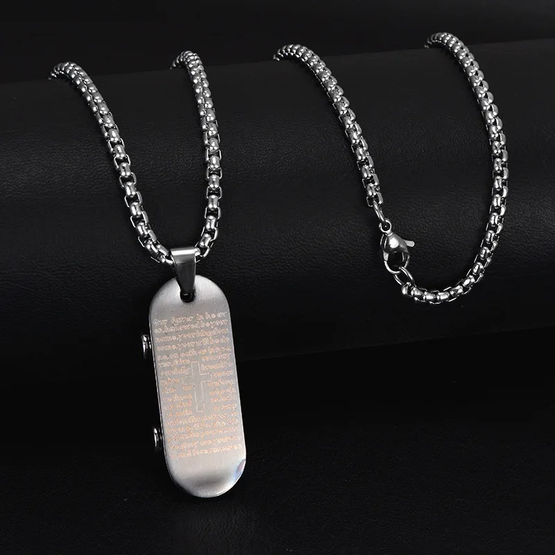 Vershal B3-355 Fashion Jewelry American Style Skateboarding Pendant Necklace Stainless Steel Man Necklace