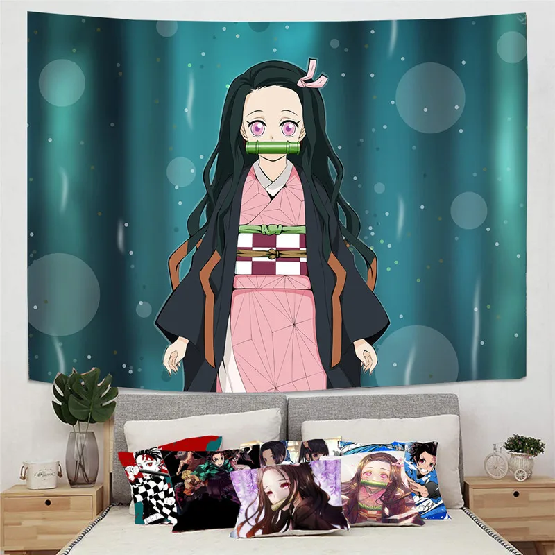 Dropshipping New Home Decor Hanging Background Tapestry Custom Cartoon Demon Slayer Wall Tapestrys
