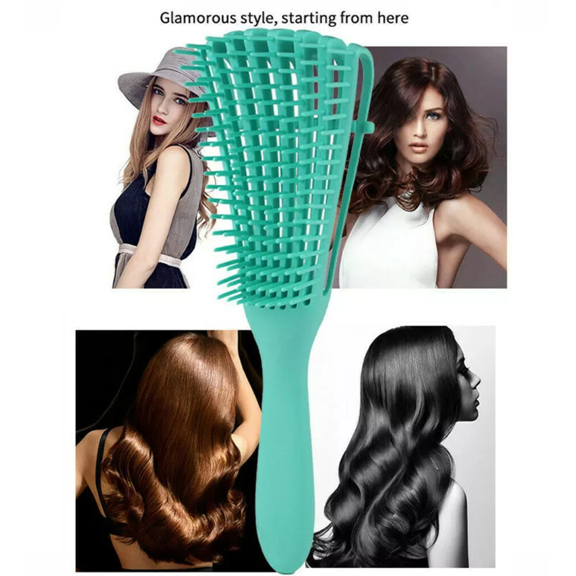High Quality Women Professional Eight Row Detangling Hair Brush For Kinky Wavy Curly