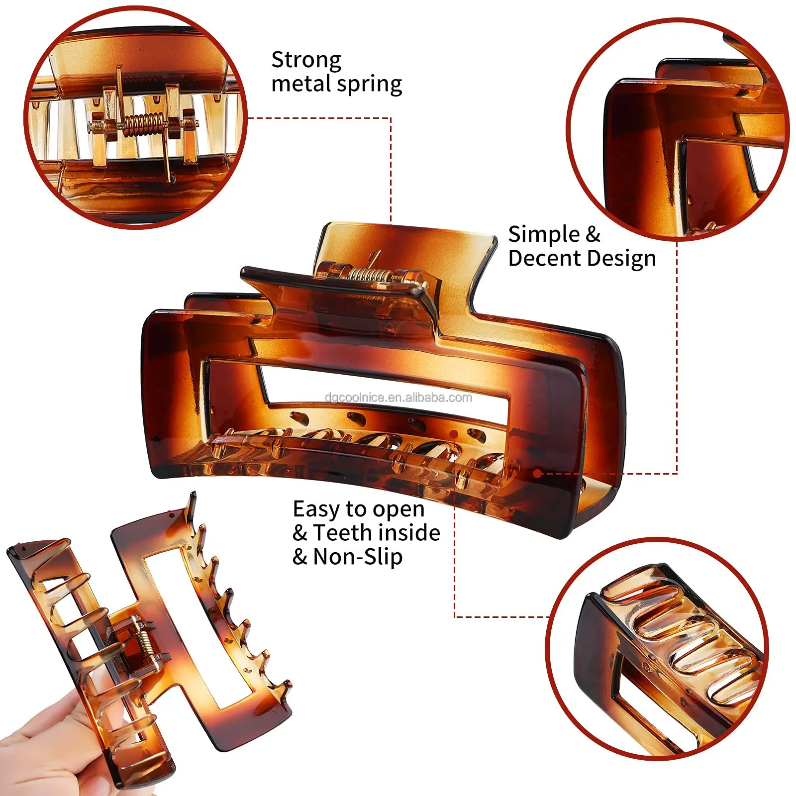 Wholesale Plastic Square Hair Clip Matte Candy Color Strong Hold Hair Claw Clip For Women