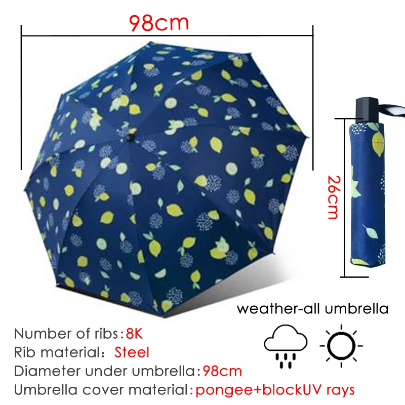 Foska Full Automatic Anti Ultraviolet Sunscreen Umbrella Portable Sunny Umbrella Ultraviolet Three Fold Umbrella For The Rain