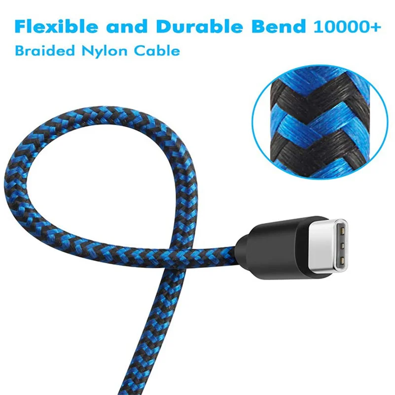  Горячая продажа нейлоновый Плетеный usb-кабель Type-c для передачи данных типа C Быстрый зарядный