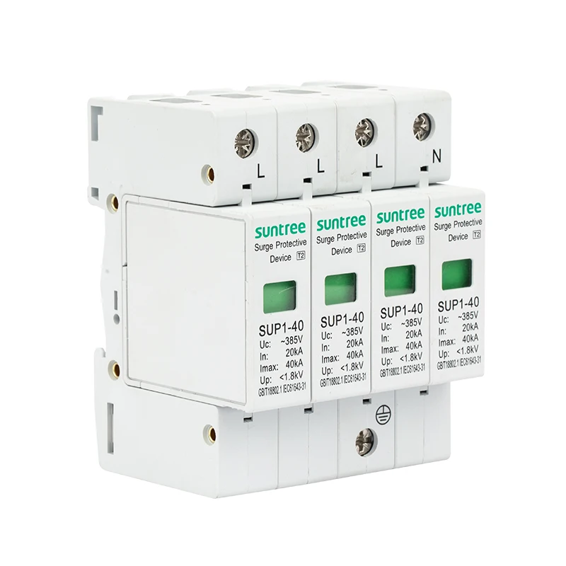 Suntree Solar AC Surge Protector SPD SUP1-40 20-40KA 1pole 2pole 3pole 4p System Protector Device Lighting Protect Accessories