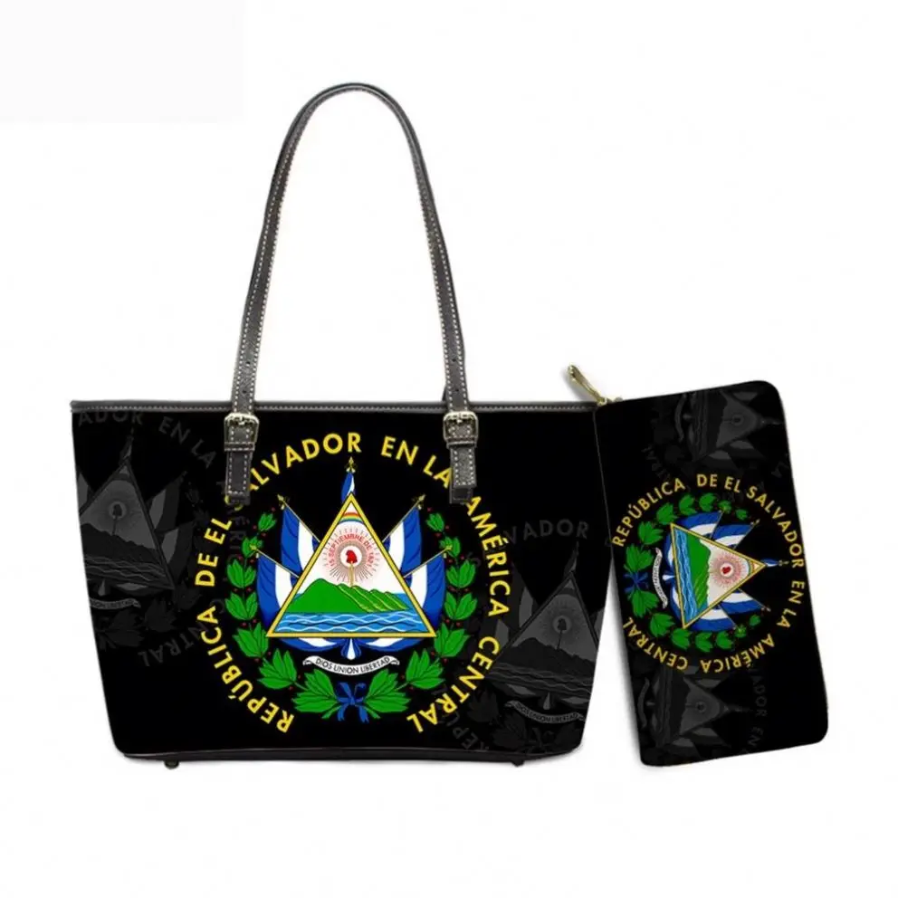 2pcs handbags set women bags designer handbag wallet El Salvador Flag Printing handbags for women ladies luxury brand custom