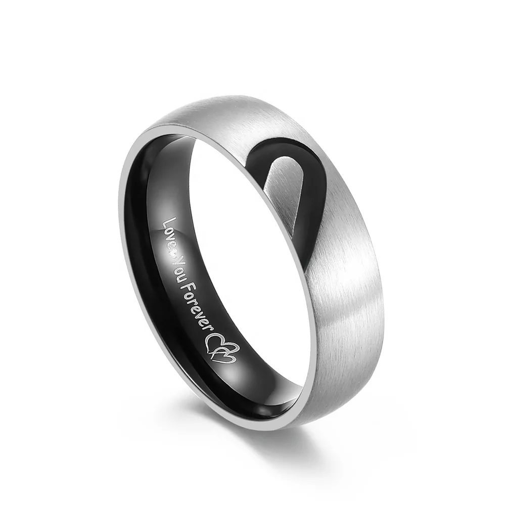 Alin Best Selling Couple Ring Heart Shape Zircon Stainless Steel Wedding Rings Wholesale