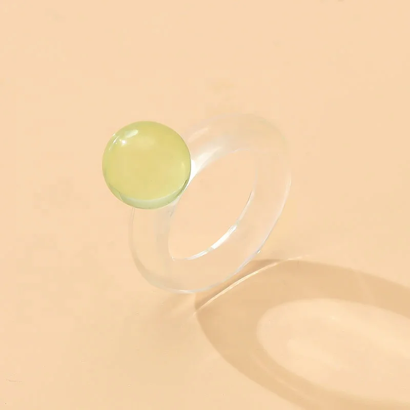 Wholesale New Arrival New Style Transparent Acrylic Ball Ring Candy Color Rings