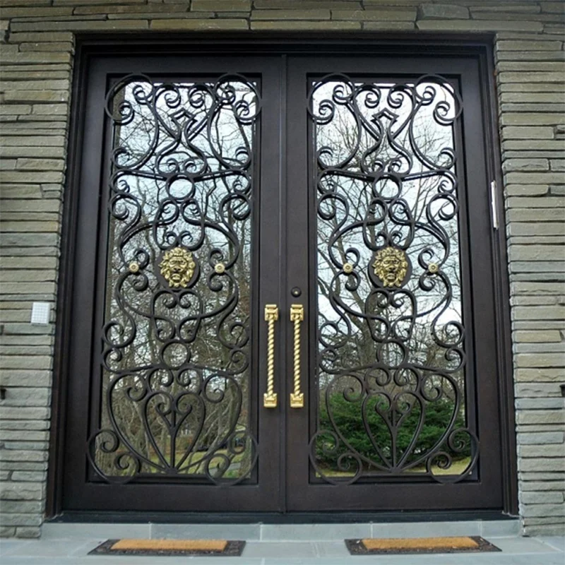 House main entrance design door security entrance exterior door Wrought Iron Doors Double Exterior