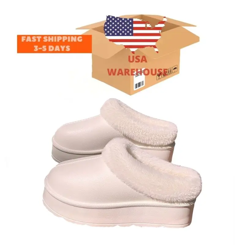 Wholesale Fashion High Heel Waterproof  Winter Slippers Outdoor Slippers Good Quality Warm Shoes For Women