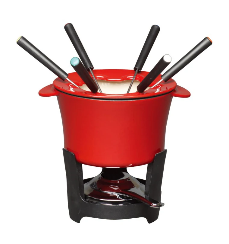 Cast Iron Fondue Set Hot Pot for Cheese Chocolate Ice Cream Meat Cooking Pot  Meat Fondue Sets