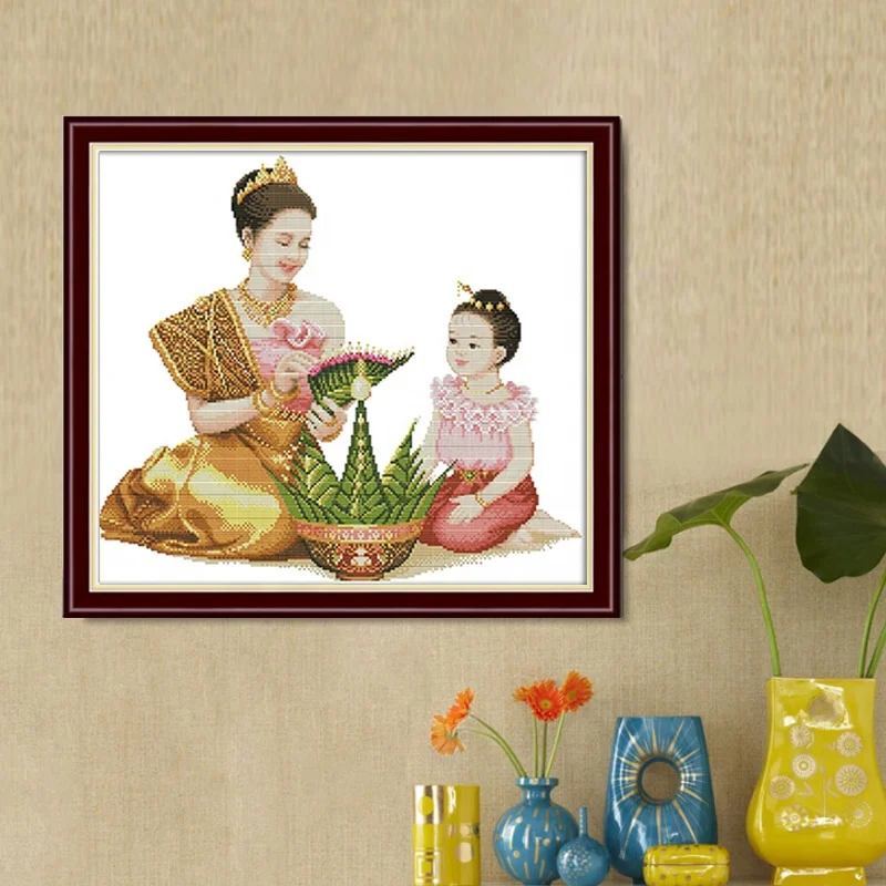 Two Portraits Reading Cross-stitch Kits Modern Family Arts