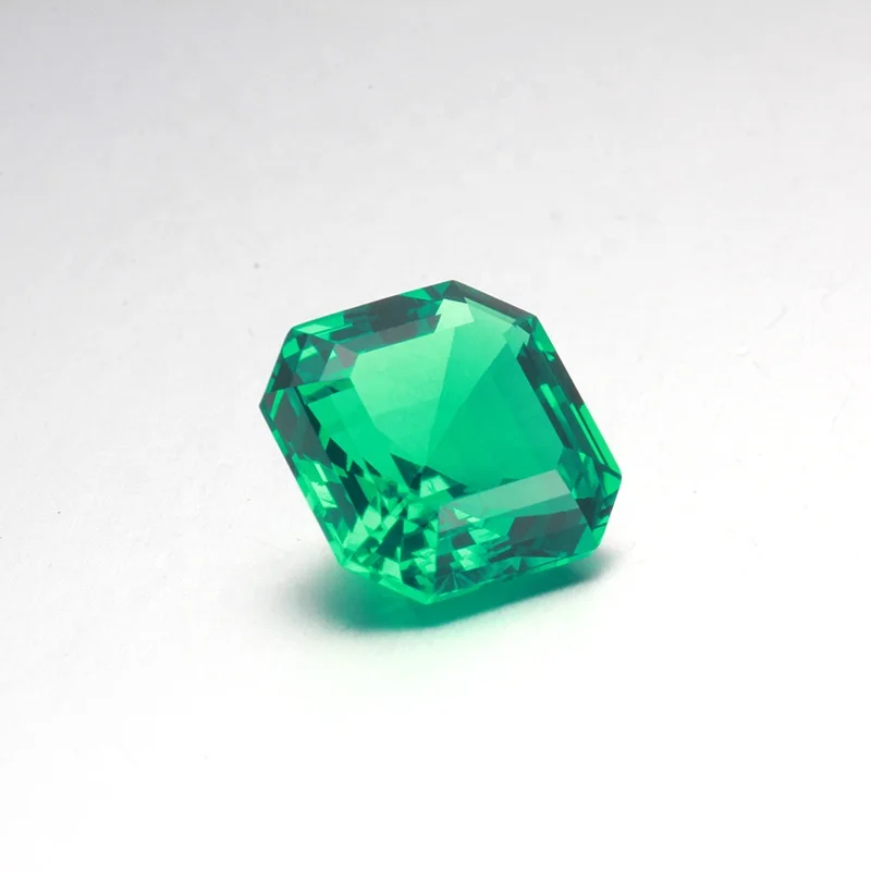 Lab Emerald Synthetic Factory Direct Custom 7x7mm Bred Hydrothermal Emerald Asscher Shape