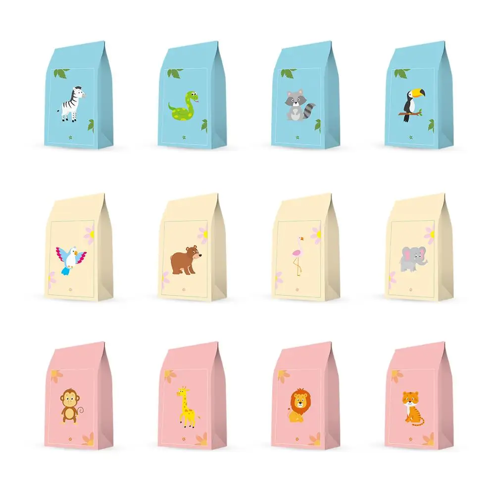 Бумажные пакеты джунгли с животными, товары для вечеринок, детские подарочные пакеты для возврата, гусиный мешок, украшения для дня рождения, детская вечеринка