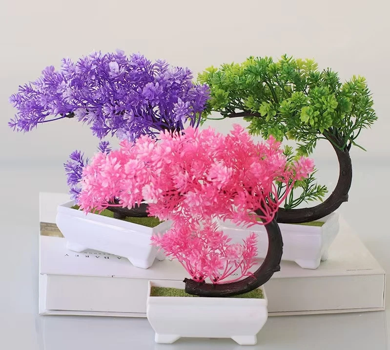 Artificial Plastic Plants Bonsai Small Tree Pot Potted Flower Garden Plant Arrangement Room Ornaments Home Table Decoration
