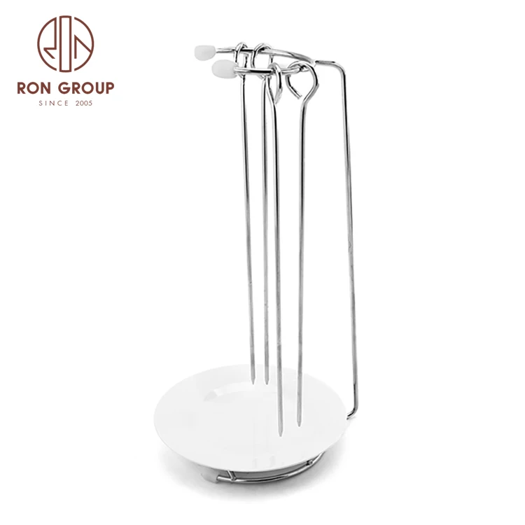 Wholesale Restaurant BBQ Accessories Grill Plate Stainless Steel Kebab Shelf Food Hanging barbecue rack Meat Skewer Metal