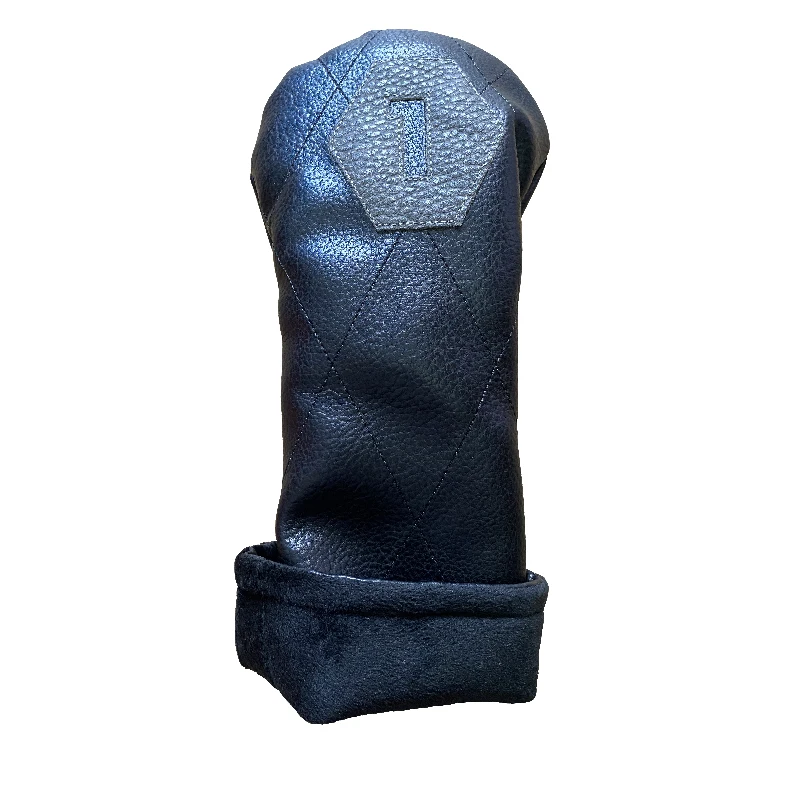 Black PU leather golf blank wood custom headcovers applique logo embroidery 460 cc golf driver headcover