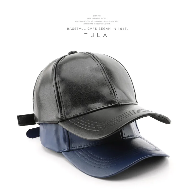Hot sale Classic Waterproof PU baseball cap fashion blank no logo leather cap and hat for men and women Baseball Hats