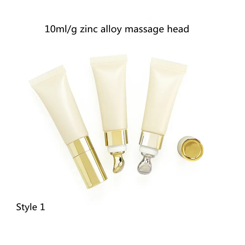 10-100Pcs Empty 10Ml/G Soft Tube Beige PE Squeeze Hose Eye Cream Ointment Lipstick Ceramic Massage Cosmetic Sample Container