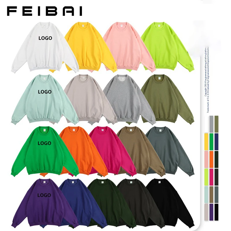 FEIBAI Apparel Factory Wholesale Custom Velvet Men Crewneck Sweatshirt
