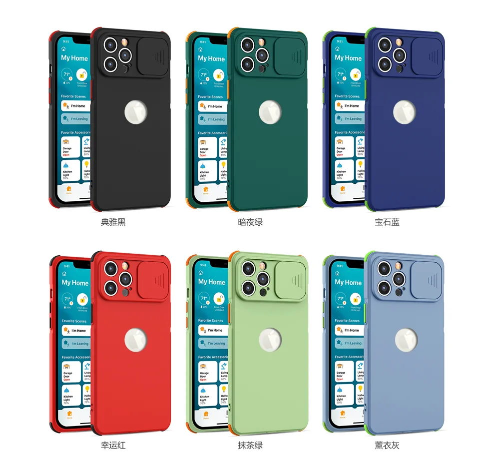 Slide Camera Protection Phone Case Shockproof For Samsung Galaxy A72 52 42 32 Soft TPU Solid Color Phone Back Cover Case