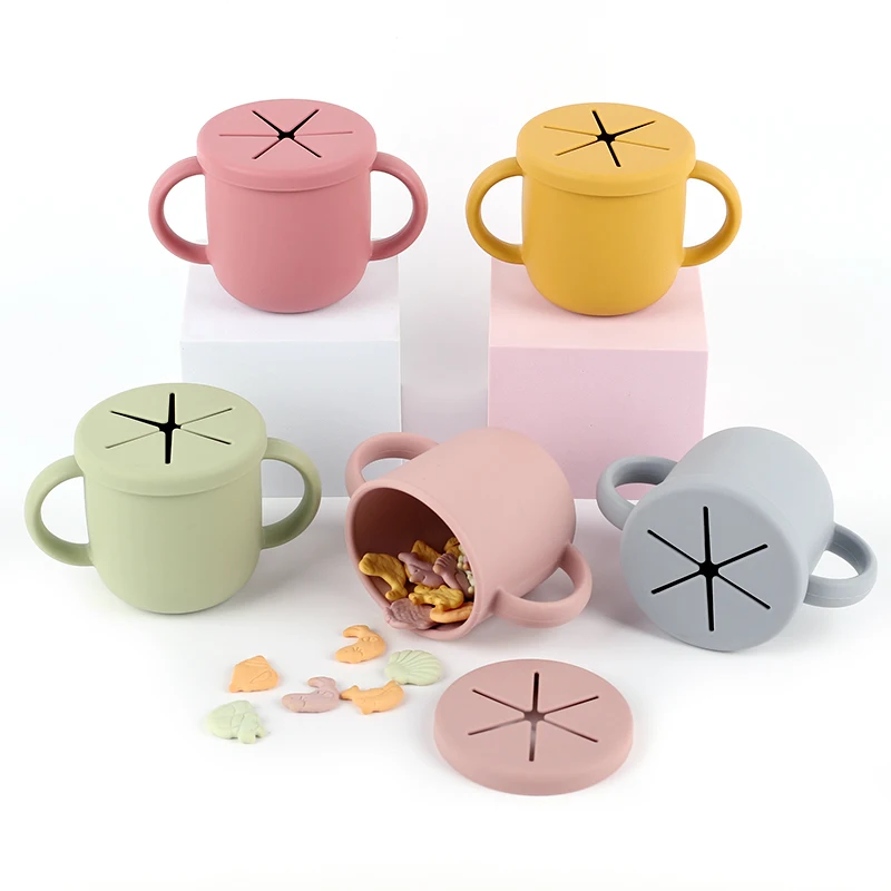 New Amazon Hot Kids Cups BPA Free Sippy Cup Silicone Baby Sippy Straw Drinking Cup Restaurant Dinnerware Sets Pink