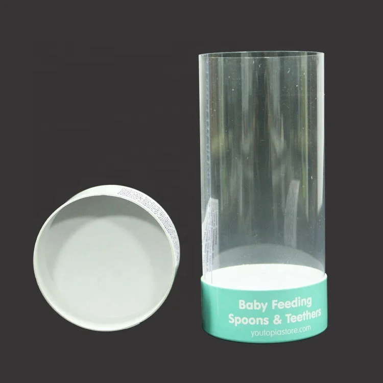 Handmade Clear round Plastic Container Custom Cylinder Box with 6 cm Diameter Stamping Embossing Features for Blister Packing