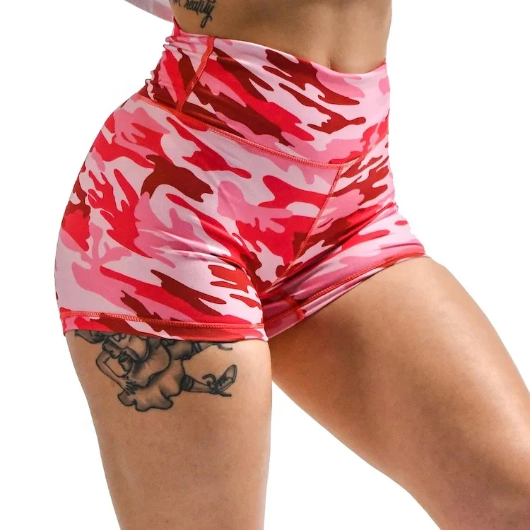 Leisure Workout Shorts Camo Printing High Waist Yoga Wear Women Sexy Outdoor Training Booty Shorts