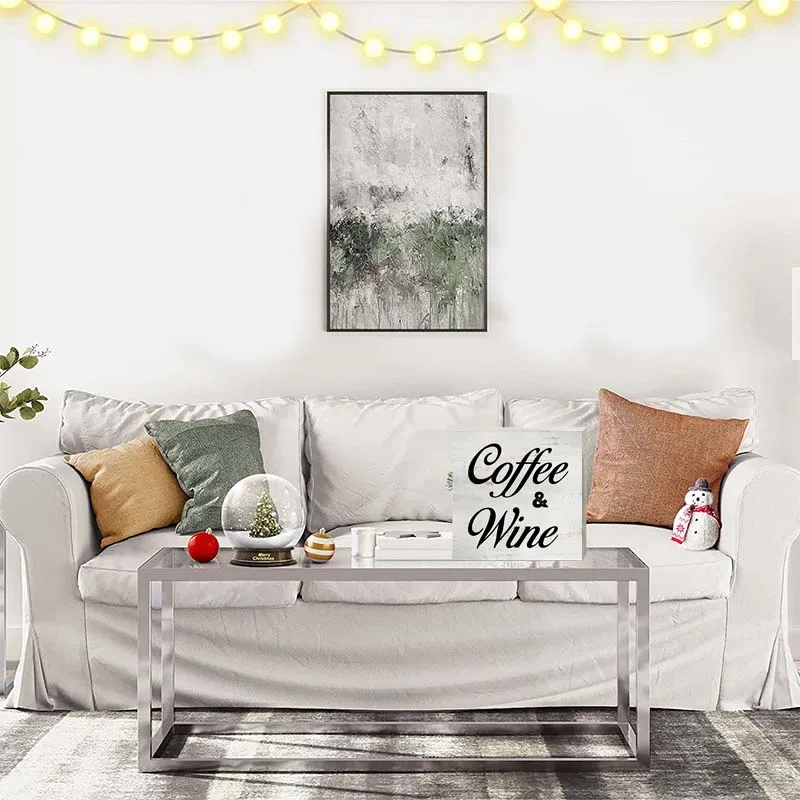 Coffee and Wine Wooden Box Sign with Saying Desk Decor Block Sign Rustic Art Home Kitchen  home wall Decor