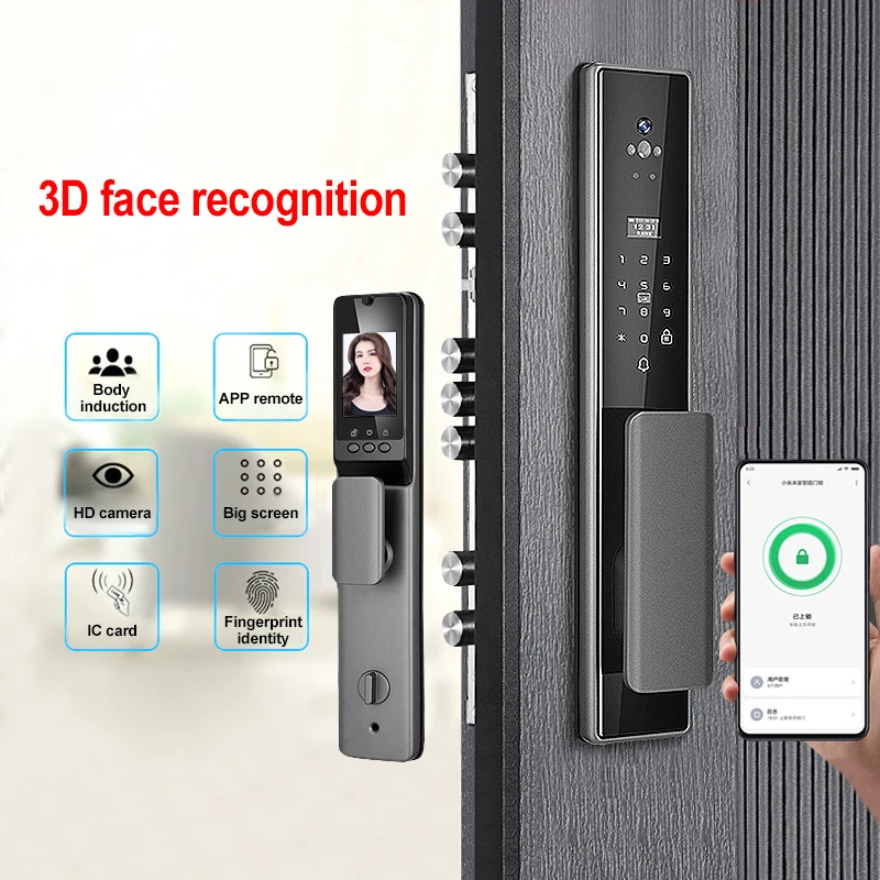 Goking door lock wireless keyless digit 3d face recognition automatic wifi app aluminum front door locks with camera fingerprint