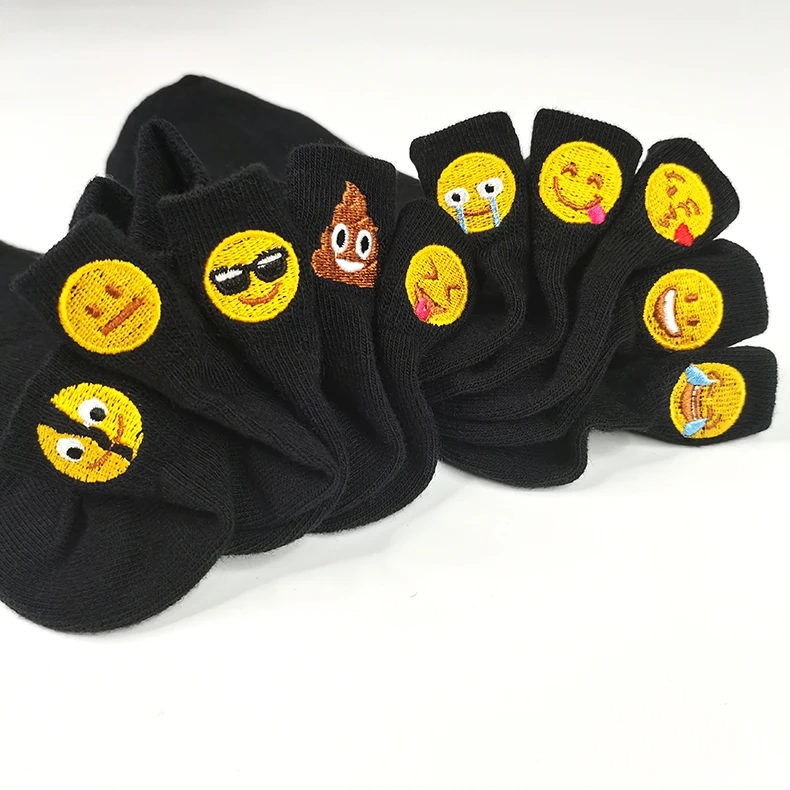 
Wholesale Interesting embroidered boat socks Wechat-Emoji Embroidery women socks 