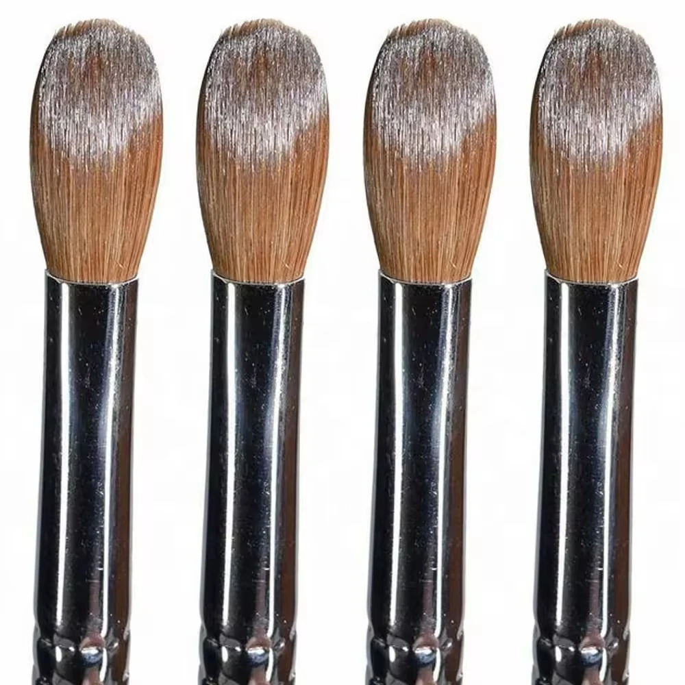 100% Pure Kolinsky Hair Custom LOGO Acrylic Crimped Round Nail Art Paint Brush Manicure Powder