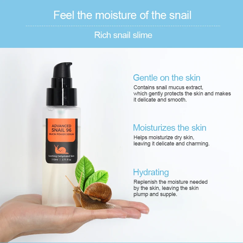 Private Label Skincare Moisturizing Face Snail Serum Vitamin C 96% Mucin Ordinary Serum