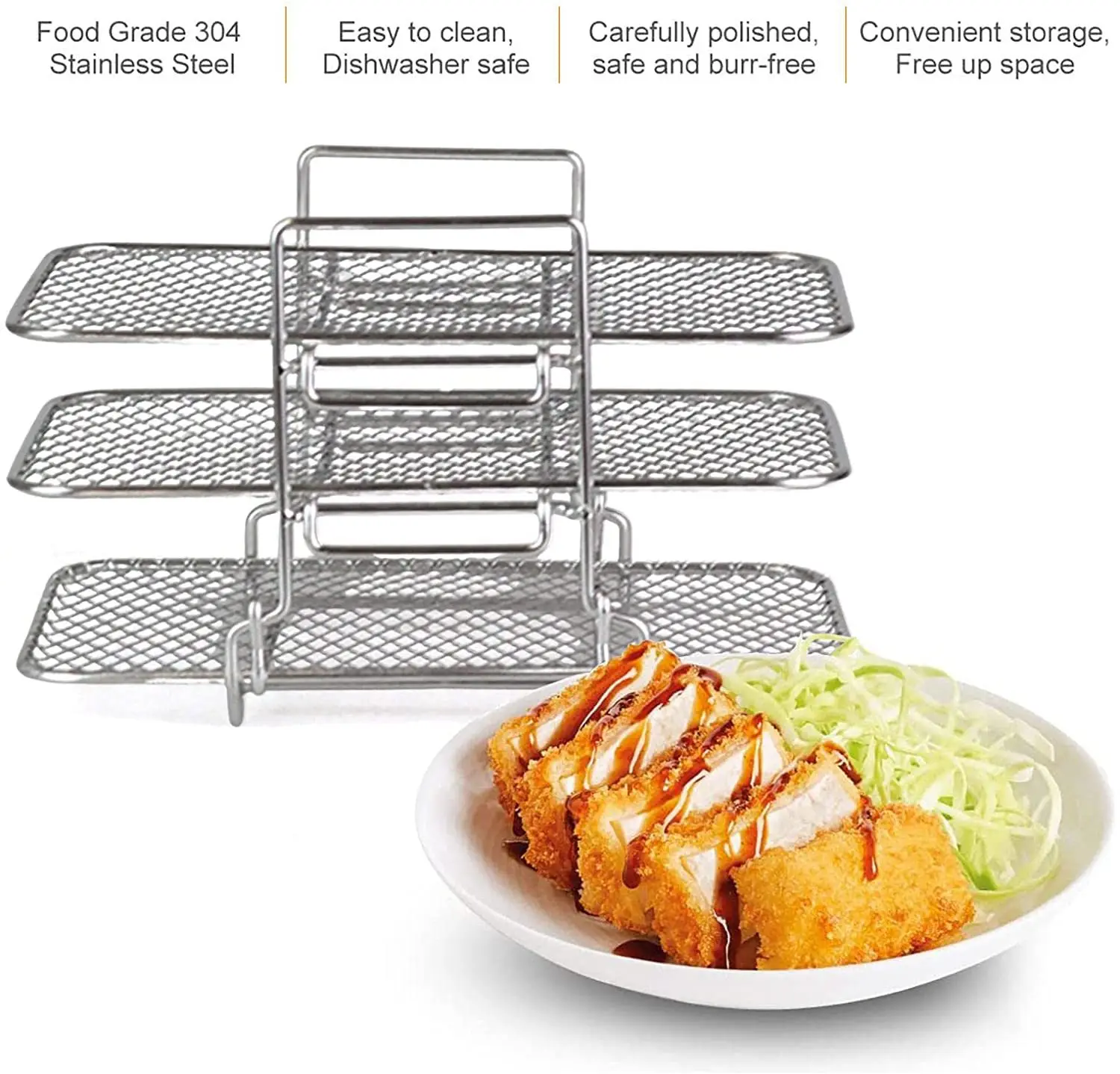 Air fryer accessories 3 Layers Grill Rack Square Shelf Oven Accessories Square Food Rack
