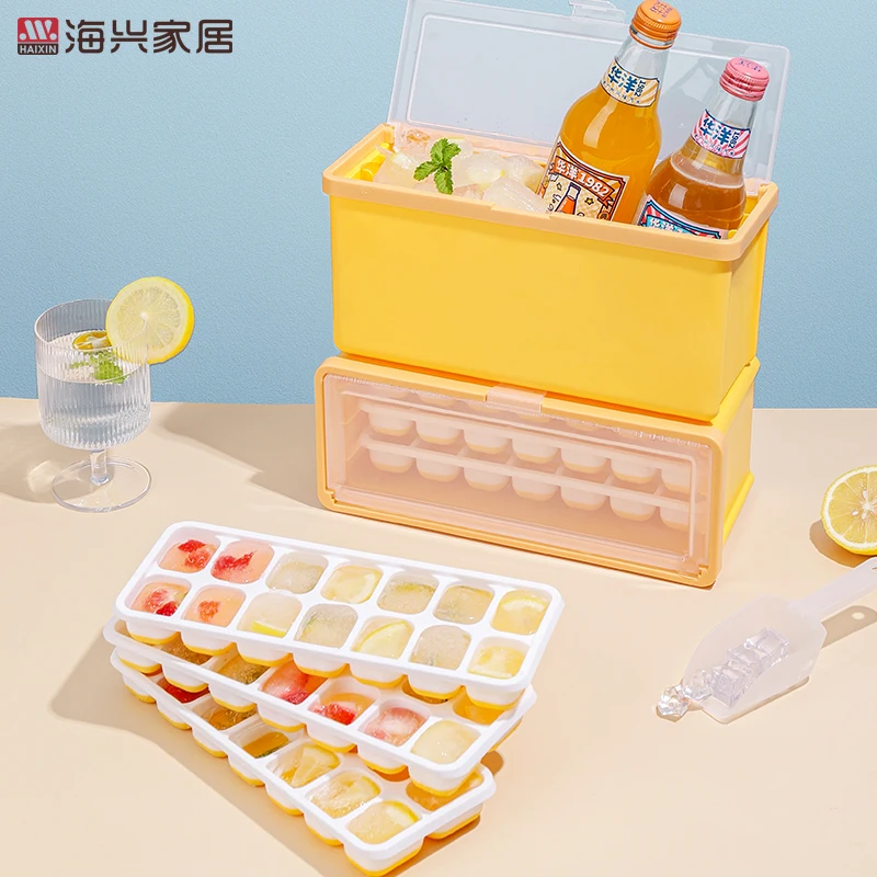 Haixin Wholesale Custom Plastic Silicone Ice Cube Tray Mold Silicone Small Ice Cube Tray With Lids