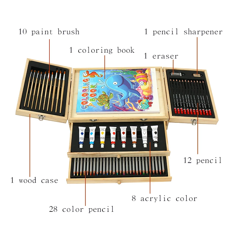 Professional Art Set Drawing Products Waterproof Drawing Tool 3 Tiers Watercolor Painting Gift Set For Kids School Arts Supplies