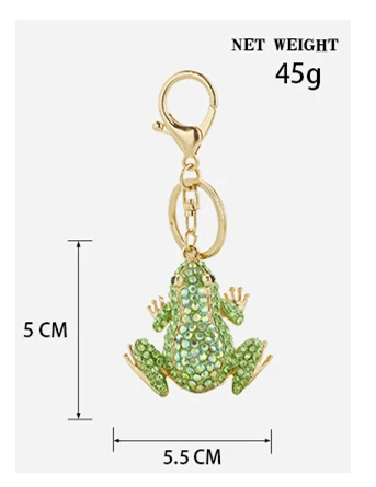 Beautiful Sparkling Crystal rhinestone Multicolor Frog Key Chains Pendant glittering Metal Keychain Bag Purse Charm Accessories