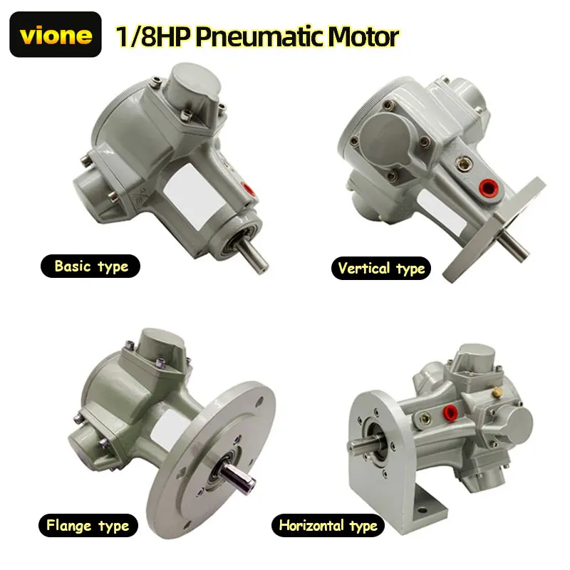 High Torque Pneumatic Motor 1/8HP 1/6HP Piston Motor 1100rpm 0.64N.m 200L/min Power Pneumatic Tool Piston Air Motor