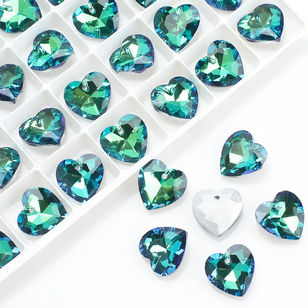 14MM Crystal Gem Heart Beads Multi Colors Peach Pendant Glass Beads For Necklaces Charms DIY Christmas Gifts Jewelry Making