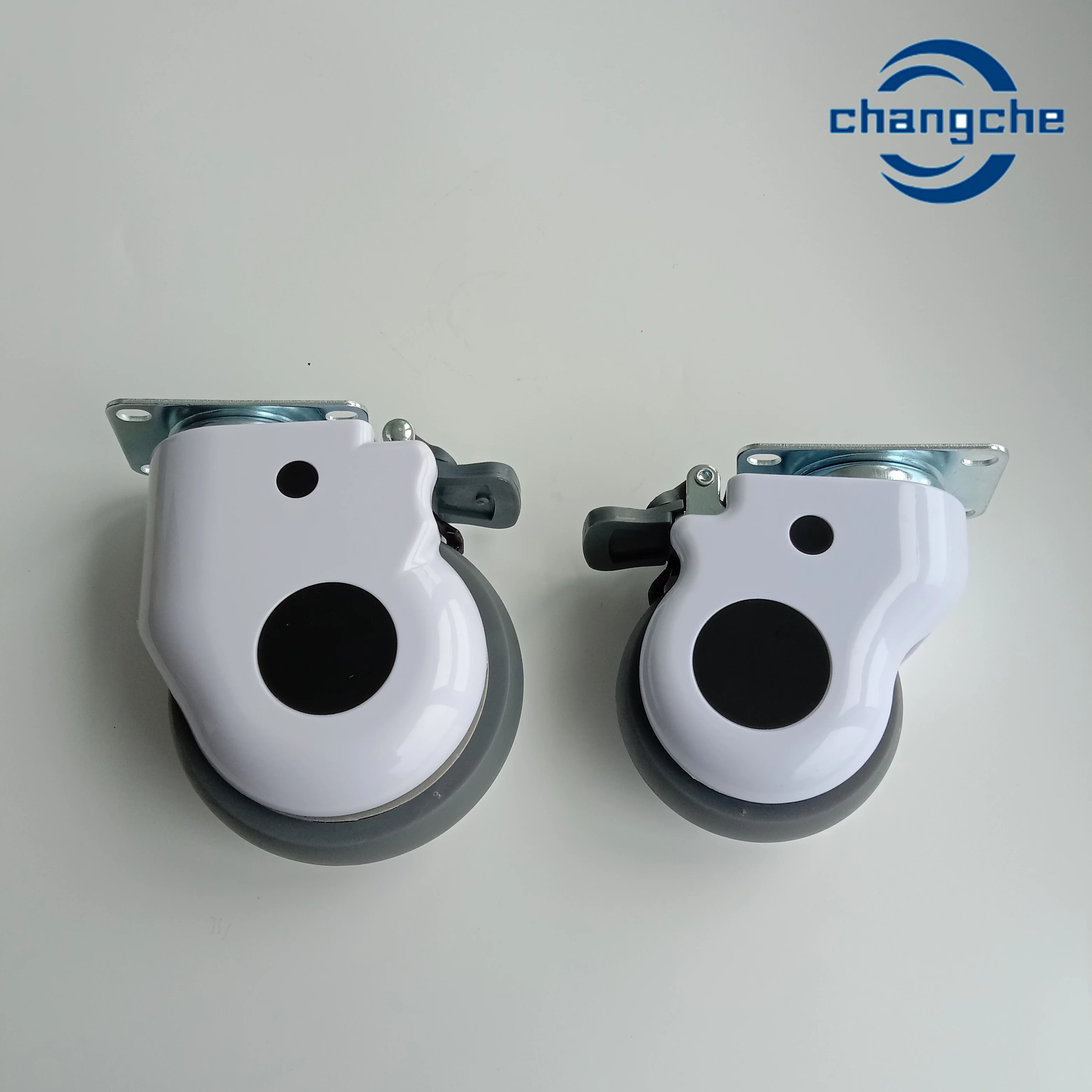 3/4/5 Inch Silent White PVC Medical Wheel Fixed Swivel Brake