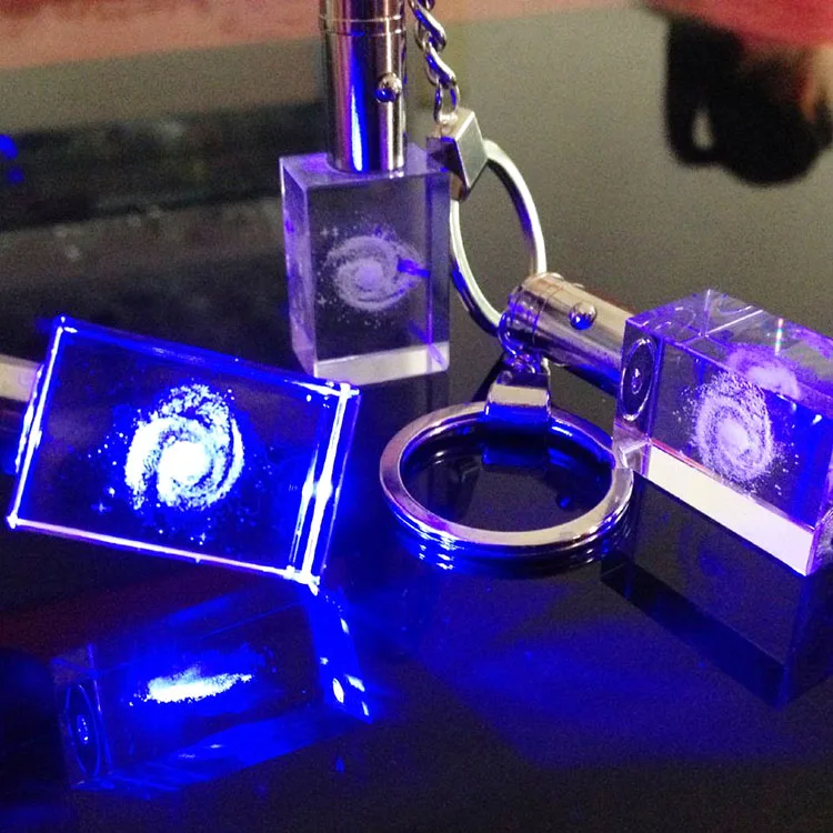 The galaxy Crystal Keychain  LED Light Wholesale Crystal Glass Keychain for Gift