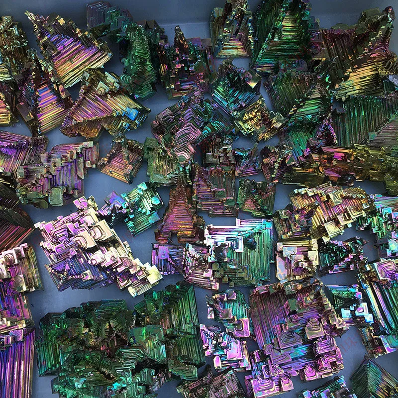 Rainbow  Bismuth Mineral  Pyramid Crystal Bismuth Ore Craft  Decoration